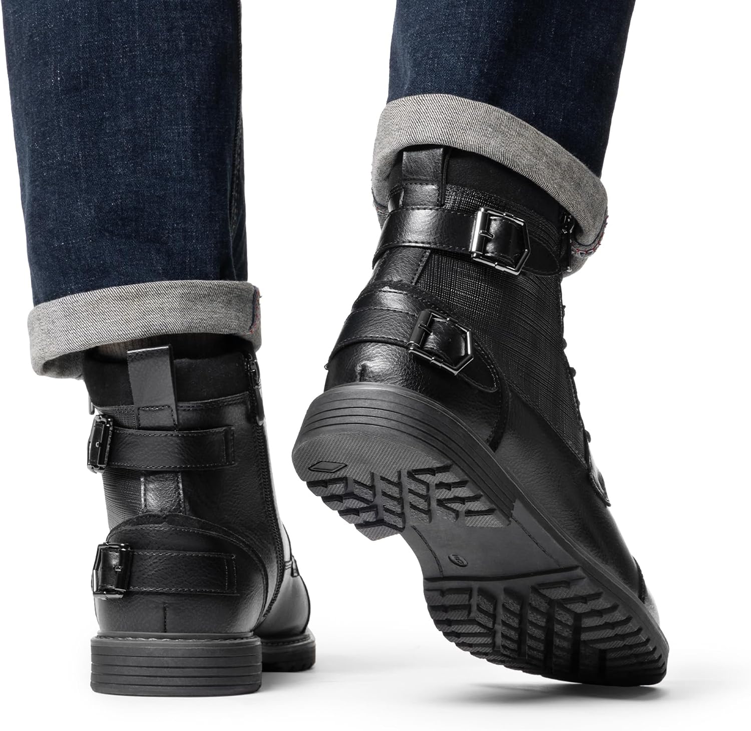 Bruno Marc Men's Motorcycle Boots, Lace-Up Boots, Classic Biker Boots, Casual Shoes with Side Zip – Bild 2