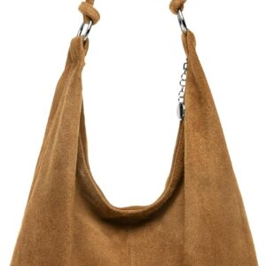 Caspar Large Women’s Vintage Suede Bag Velvet Soft Leather Shoulder Bag – Classic Line – Model No. 617 – Made in Italy
