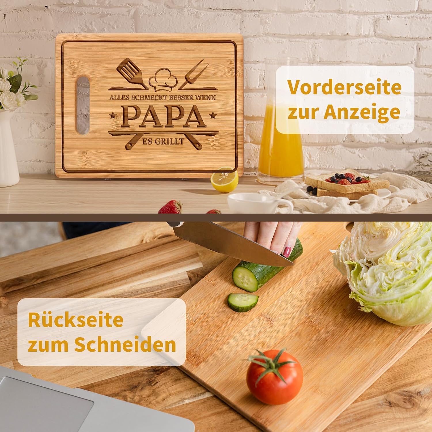 CheriGift Dad Gift, Birthday, Birthday Gift for Dad, BBQ Bamboo Chopping Board, Gifts for Father, Grandpa, Birthday, Christmas, Father's Day – Bild 4