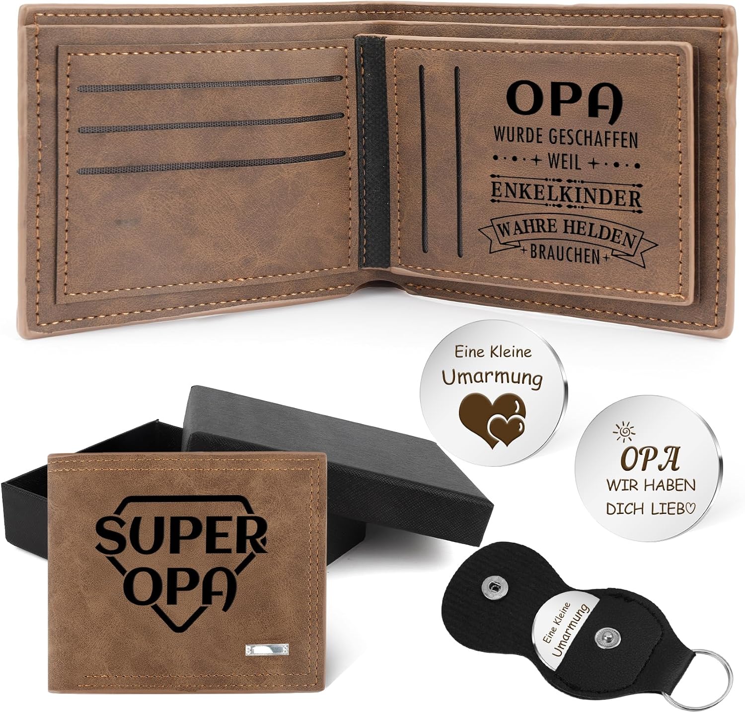 Grandpa Gift Father's Day Wallet Best Grandpa Gift Grandpa Birthday Meaningful Gifts for Grandpa Gift Set Gift Ideas Father's Day Gift Christmas Easter Valentine's Day Men Gifts, Super Grandpa