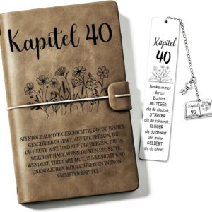 Giftota 40th Birthday Gift for Women, Chapter 40 PU Leather Notebook Set with Bookmark-40th Journal Gift Idea Decoration for Best Friends, Family, Wife, Mother and Coworkers