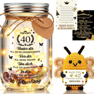 Johiux LED Bottle Light with Positive Potato Bee for 40th Birthday Woman Man Pocket Hug Positive Lucky Charm Bee Birthday Card Funny Money Gifts 40th Birthday