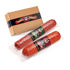Salami Gift Box 900 g – Sausage Gift Set with 2 Cooking Salami Varieties Kaiserbrandt 500 g & Mountain Gold 400 g – Business Box, Customer Gift, Employee Gift – GURMAN