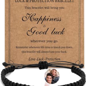 Easycosy Personalised Projection Bracelet with Photo and Image in Stone, Customised Photo Bracelet with Own Photo, Christmas Gifts for Women, Men, Girlfriend, Mum, Dad