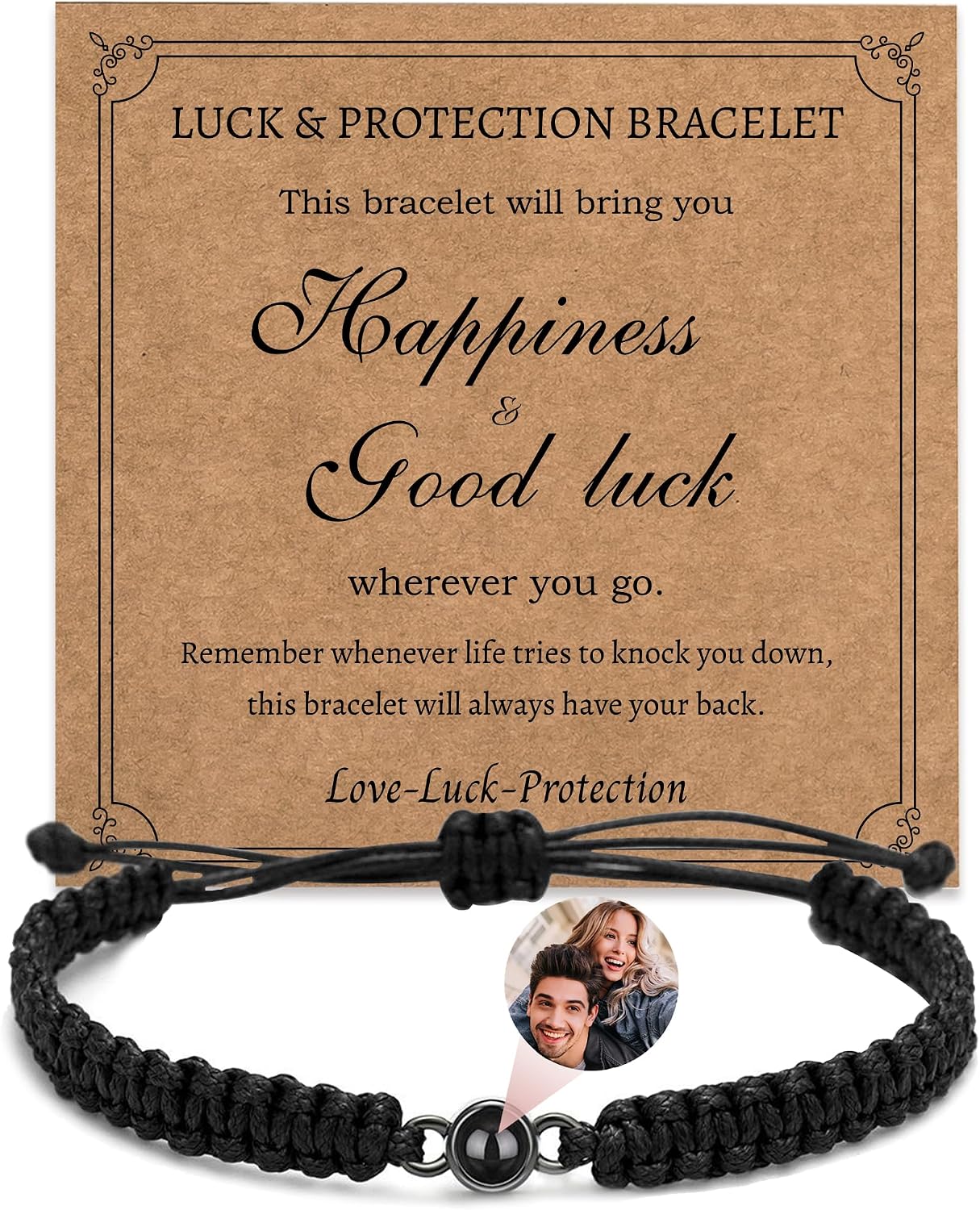 Easycosy Personalised Projection Bracelet with Photo and Image in Stone, Customised Photo Bracelet with Own Photo, Christmas Gifts for Women, Men, Girlfriend, Mum, Dad