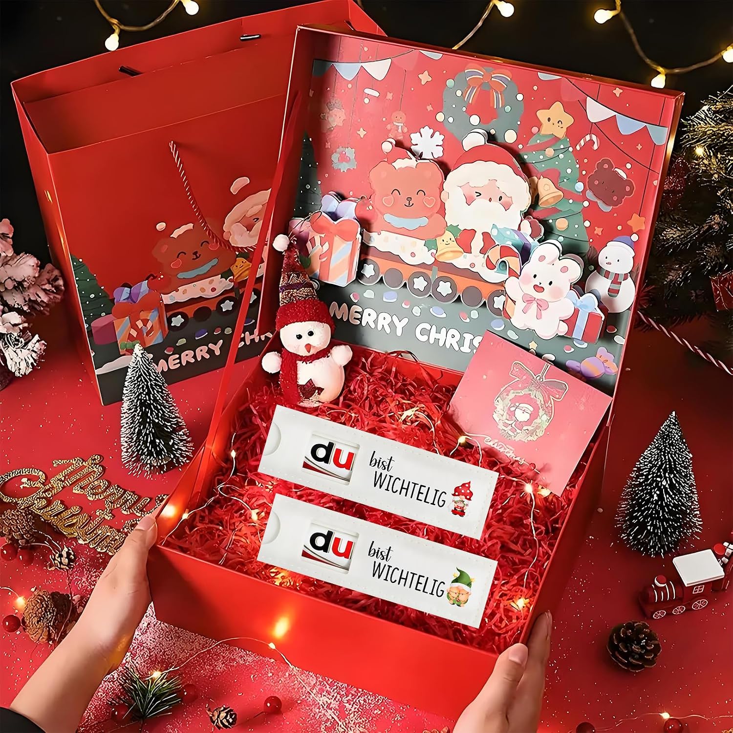 9 pcs Du Bist Wichtelig Chocolate Packaging, Cute Gnome Gift Box for Mini Christmas Chocolate, Santa Claus Gift, Ideal Christmas Gifts for Children, Dad, Mum, Employees, Friends – Bild 5