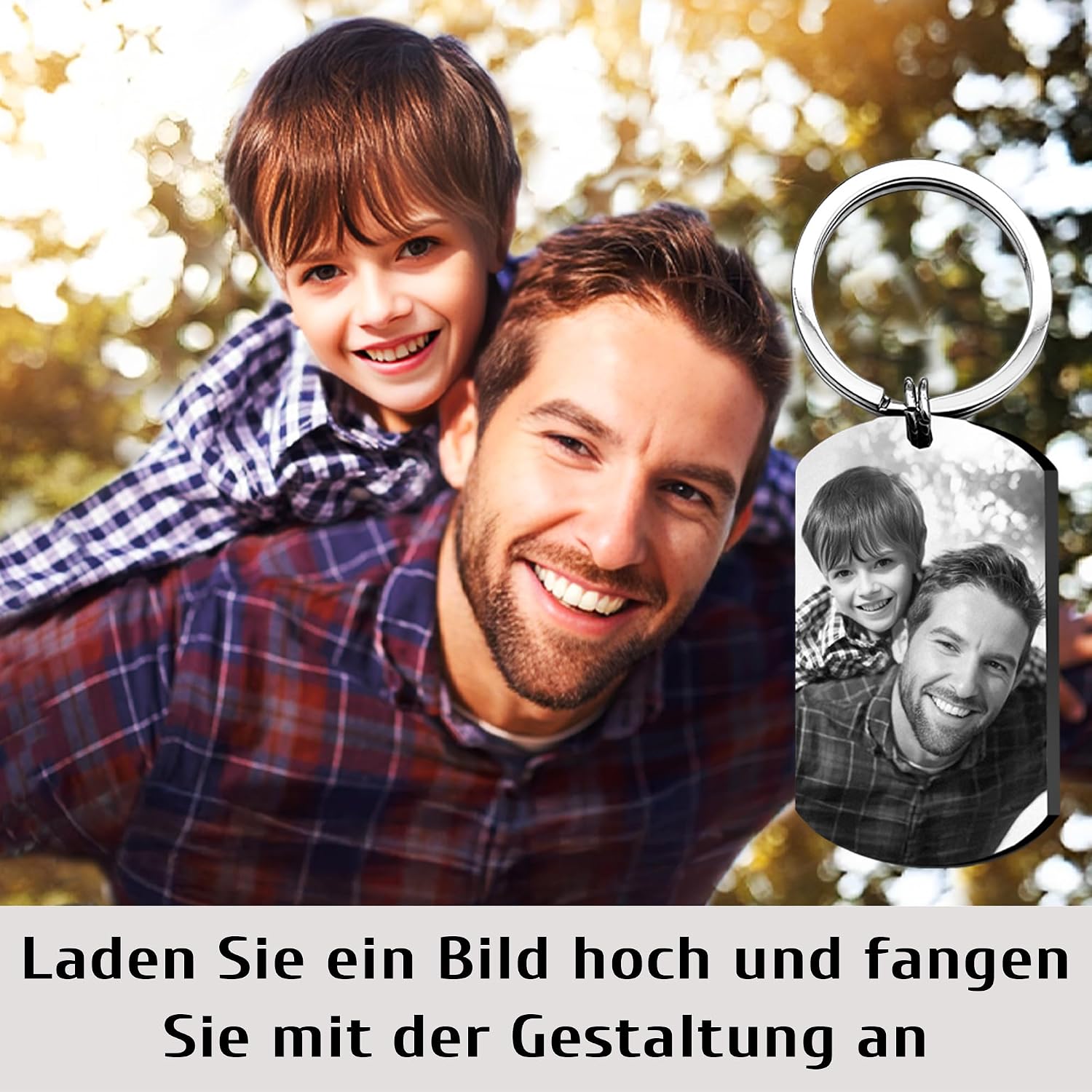 Easycosy Father's Day and Mother's Day Gifts for Dad & Mum Keyring Personalised with Photo & Text, Clear Engraving & Various Designs – Personalised Gifts for Dad Mum Men Women – Bild 7