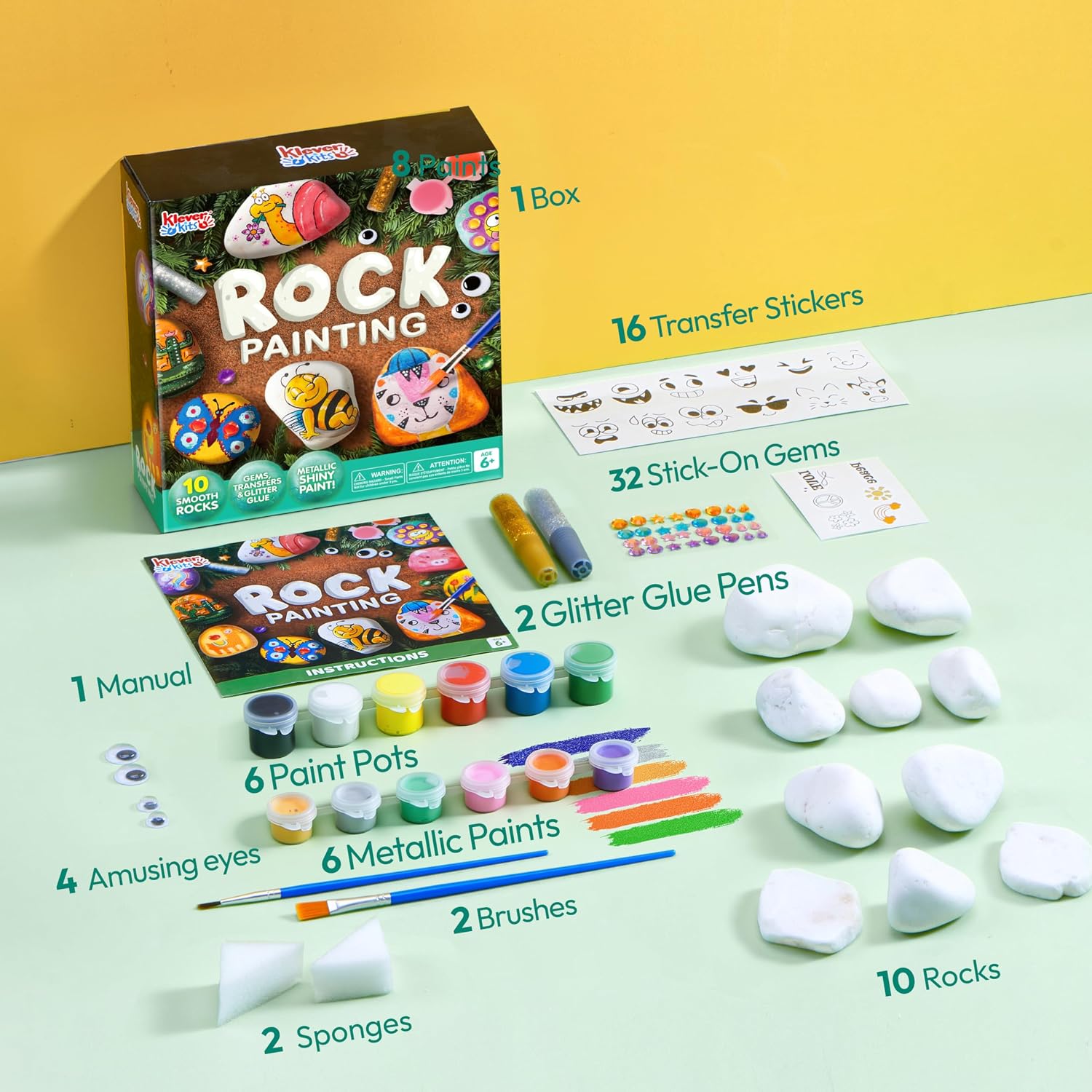 Joyin Stones Painting Set Craft Set for Children 6 7 8 9 10 11 12 Years, Creative Stone Painting Craft Gift Girls from 6-12 Years Halloween Gift – Bild 4