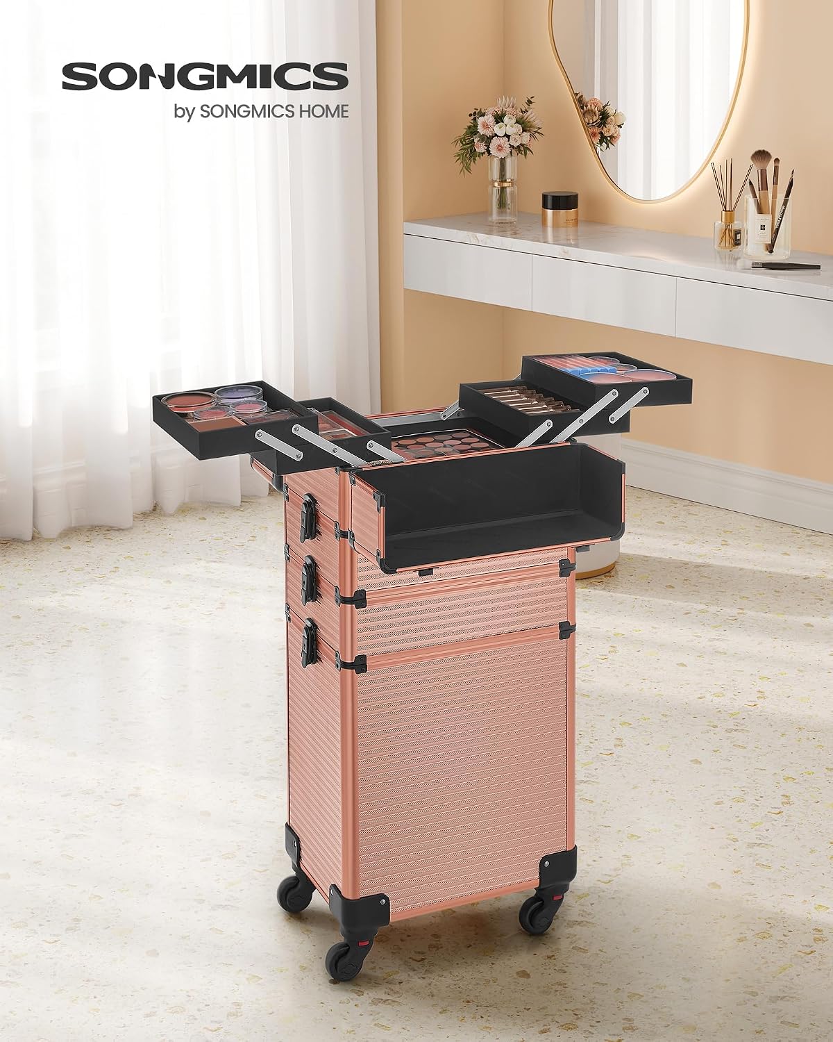 SONGMICS Lockable Cosmetic Case Trolley 34 x 24 x 79.3 cm – Bild 2