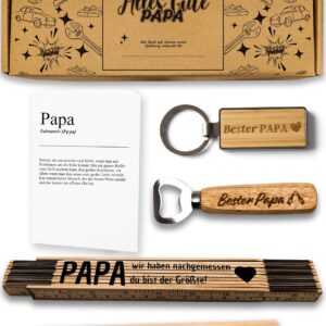 Bester Papa Gift Set – with Beer Opener, Ruler, Pencil and Keyring | Gifts for Dads | Birthday Gift for Men | Best Dad Gifts | Father’s Day Gift