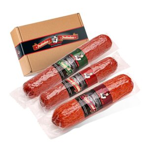 Salami Gift Box Family Box 1200 g - Sausage Gift Set with 3 Cooking Salami Varieties (Kaiserbrandy 500 g, Mountain Gold 400 g and Viennese Gold Piece 300 g) - Delicatessen Gift Idea - GURMAN