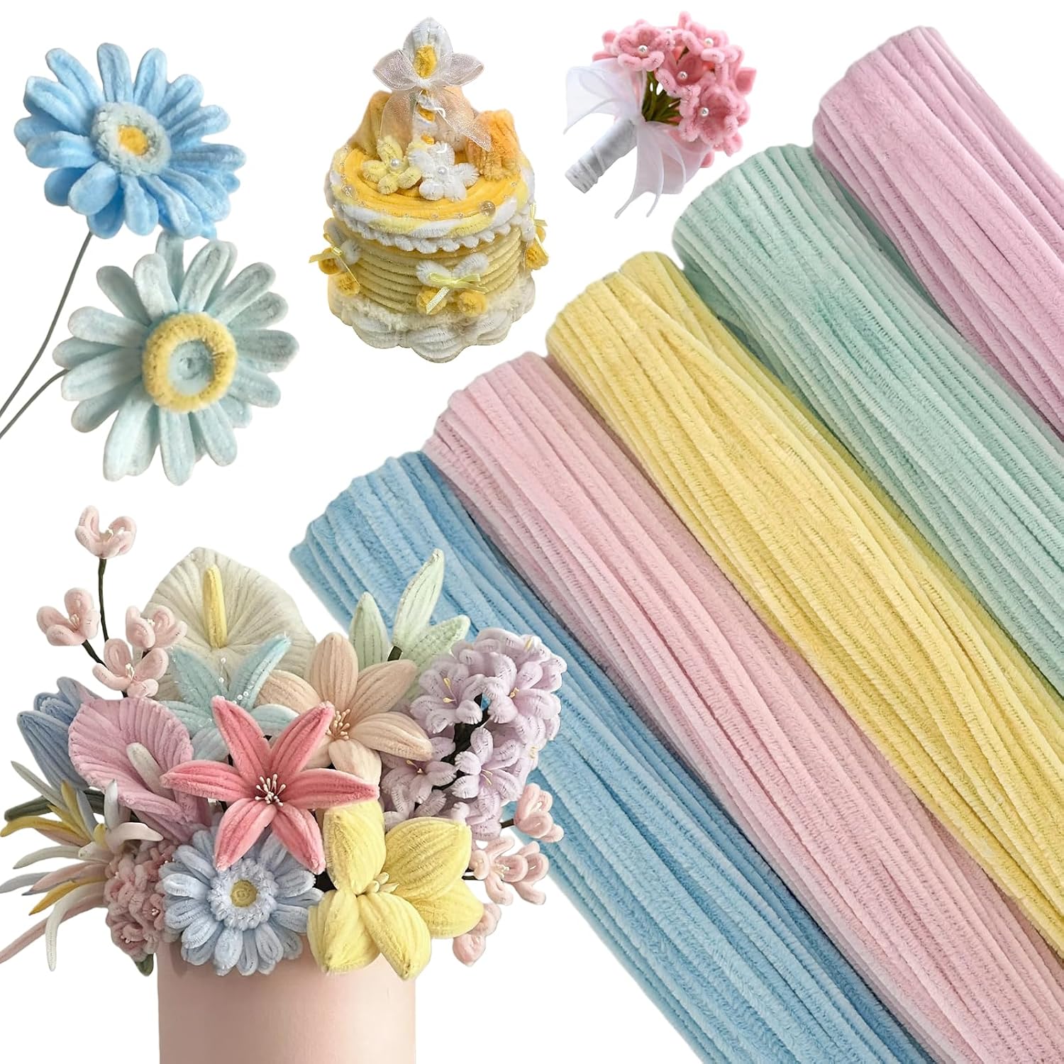 Pipe Cleaners 500 Pieces, 5 Colours 30 cm, Pipe Cleaners for Crafts for DIY