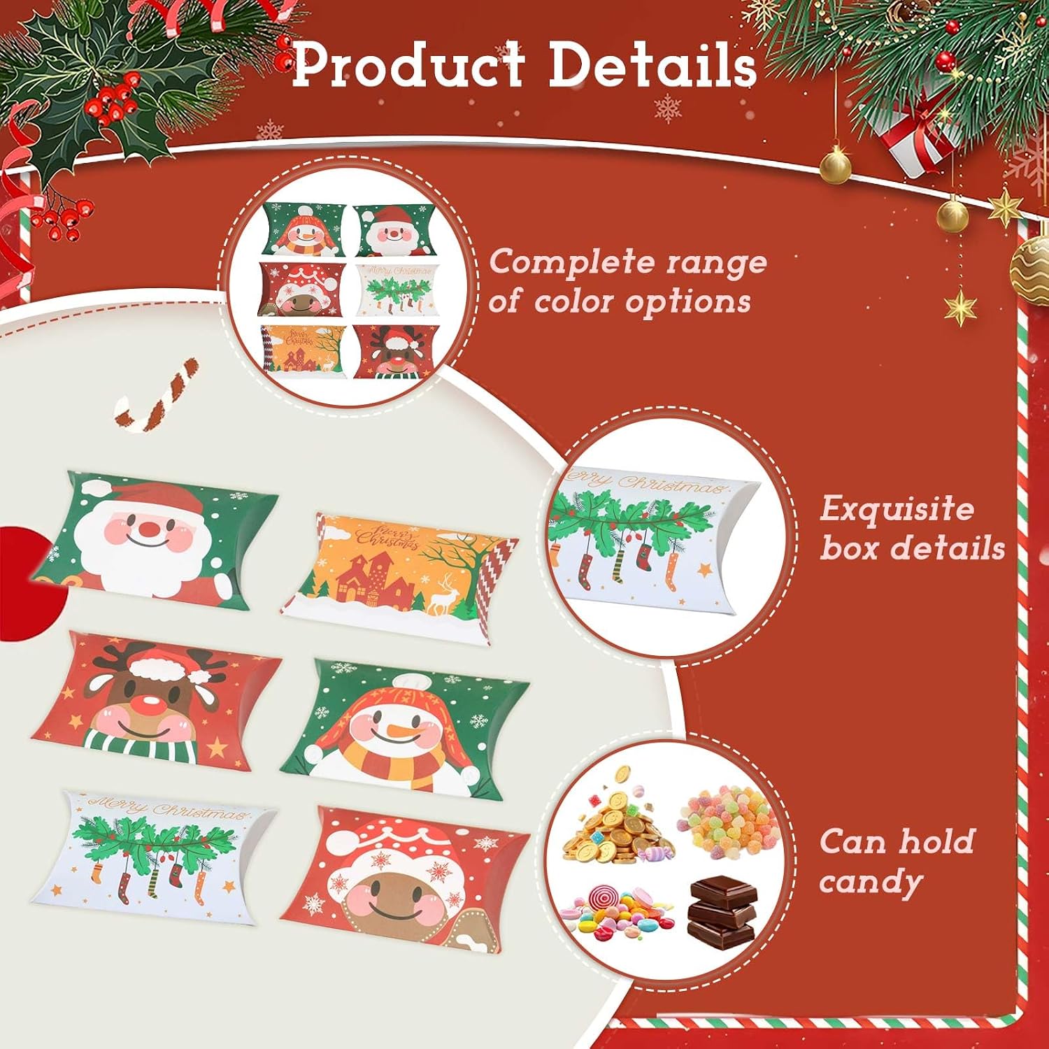 Christmas Gift Box 24 Pieces - Small Kraft Paper Gift Boxes with 8 Designs - 12 x 7.2 x 2.5 cm - Ideal for Cookies, Sweets & Small Gifts - Perfect for Advent Calendar, Pa – Bild 5