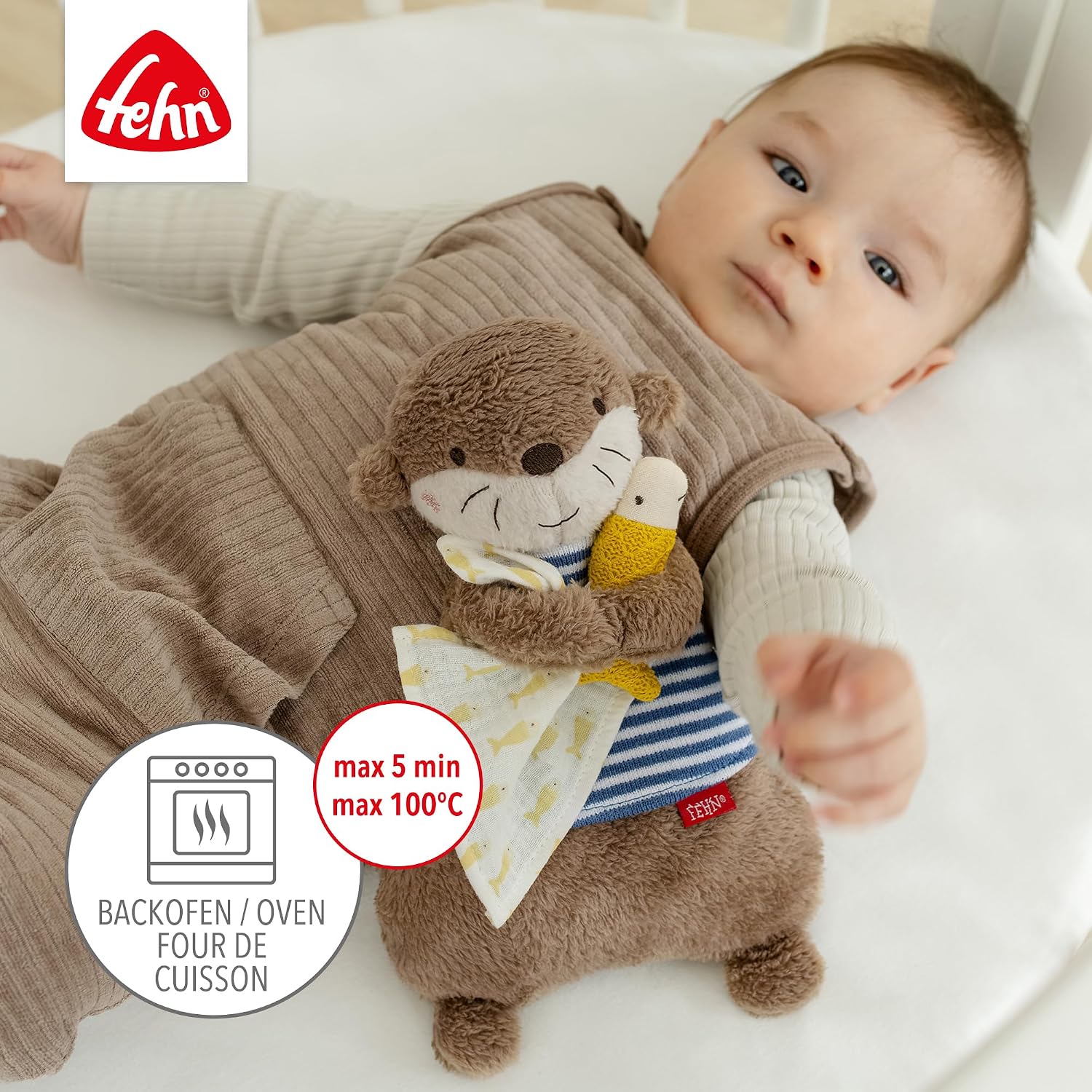 Fehn Otter Theo Soft Toy with Soothing Cherry Stone Cushion – Bild 3