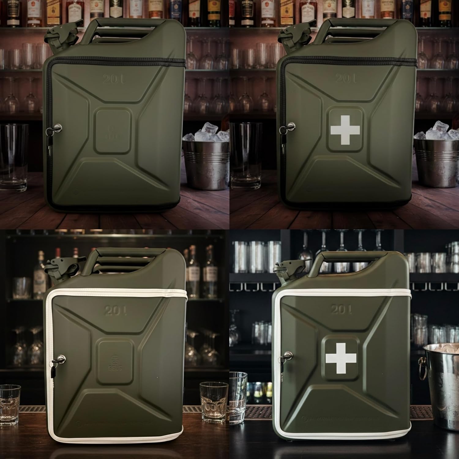 20L Canister Mini Bar Premium I Maximum Personalised with Engraving & LED Lighting I 2 Whisky Glasses I Jerrycan I Mobile Canister Bar Gift for Men I Lockable Mini Bar – Bild 7
