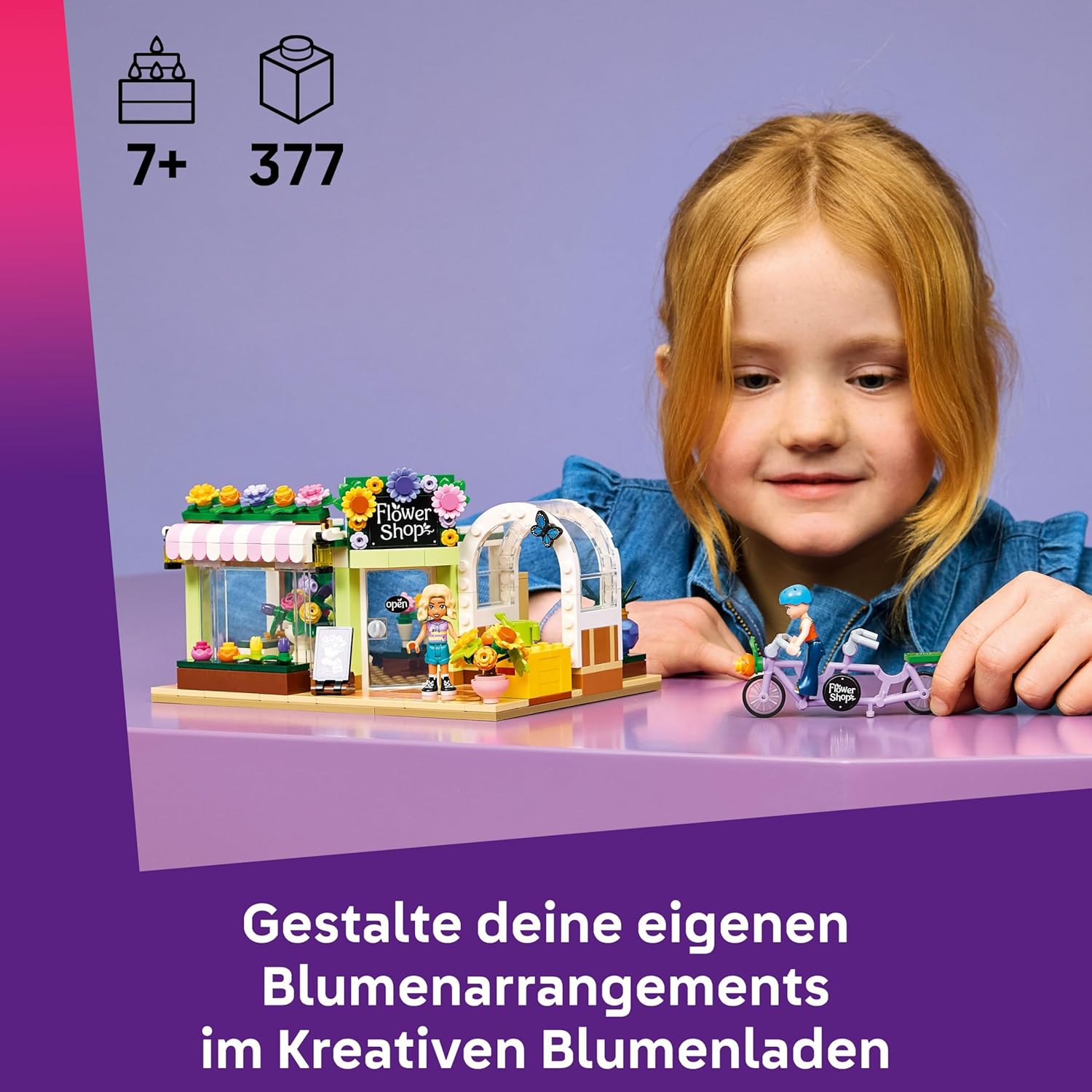 LEGO Friends Creative Flower Shop - Miniature Play Set with Artificial Flowers, Vases & Bouquets, 2 Mini Figures, Bicycle & Accessories - Children's Room Decoration - Gift Idea for Girls from 7 Years – Bild 2