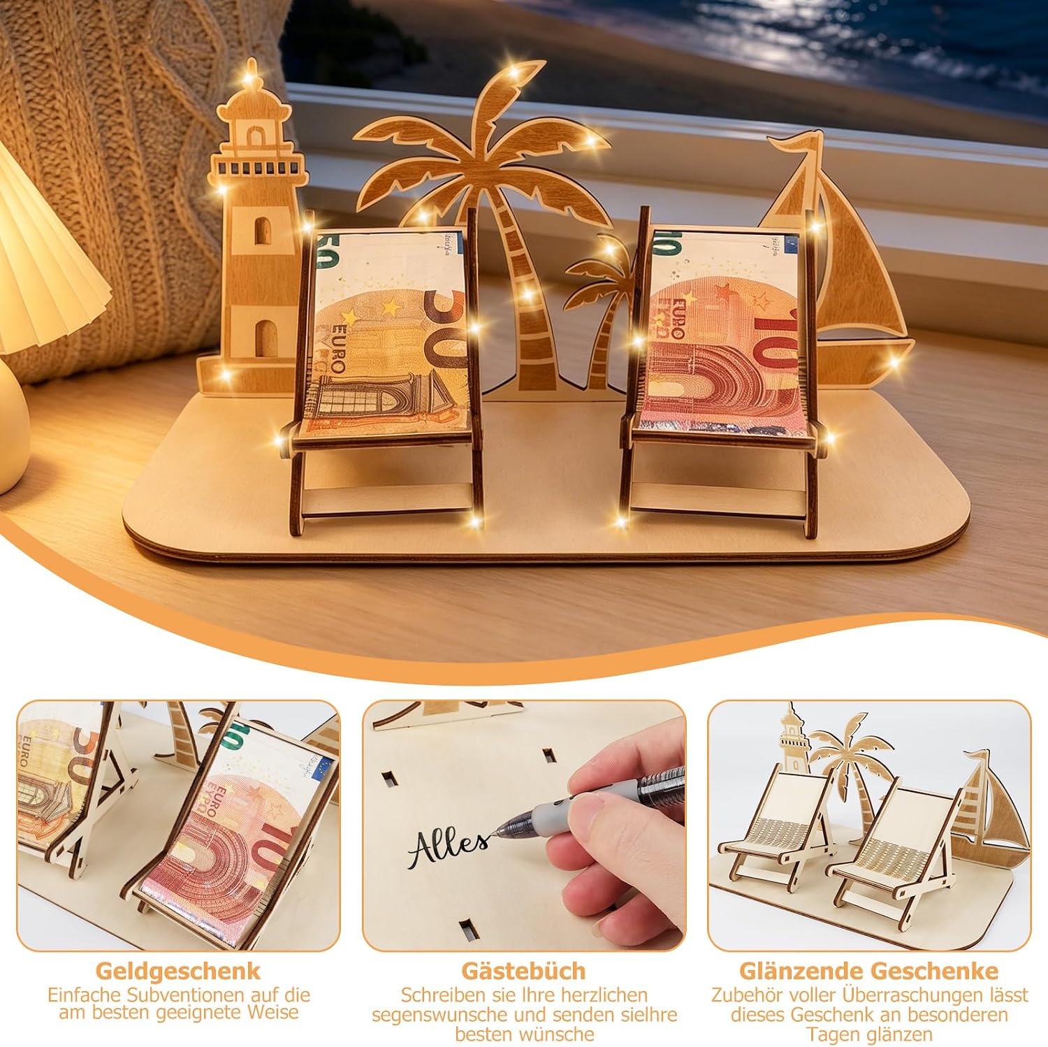 Money Gift Travel, Money Gifts Birthday Wood, Travel Fund Gifts, Wish Filler Money Gifts, Holiday Gift Packaging for Birthday, Graduation, Retirement, Wedding – Bild 2