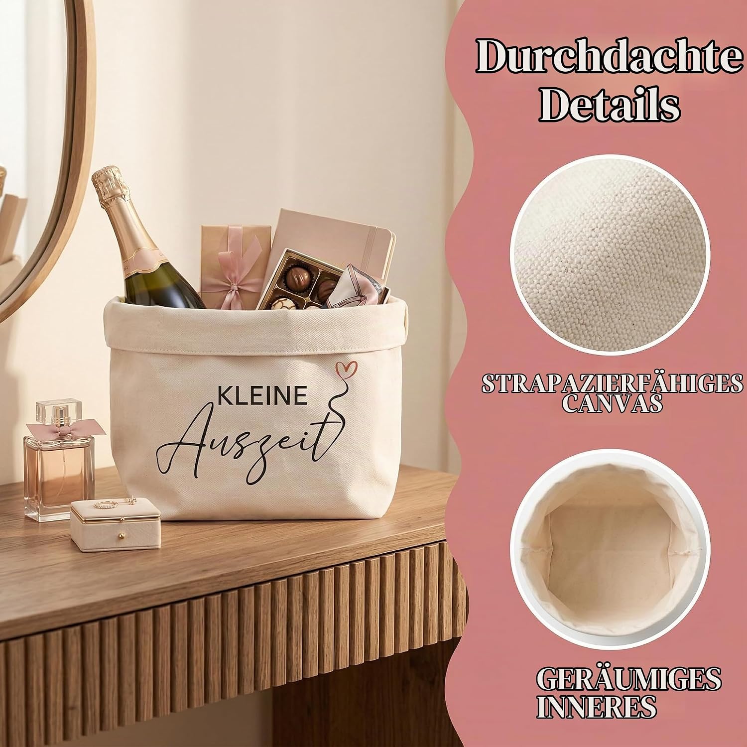 EAAGHK Small break basket, gift bag, gift basket, small break made of cotton and linen, wellness/relaxation gift, gift bag, gift bag gift packaging for women, ladies for relaxing health – Bild 3