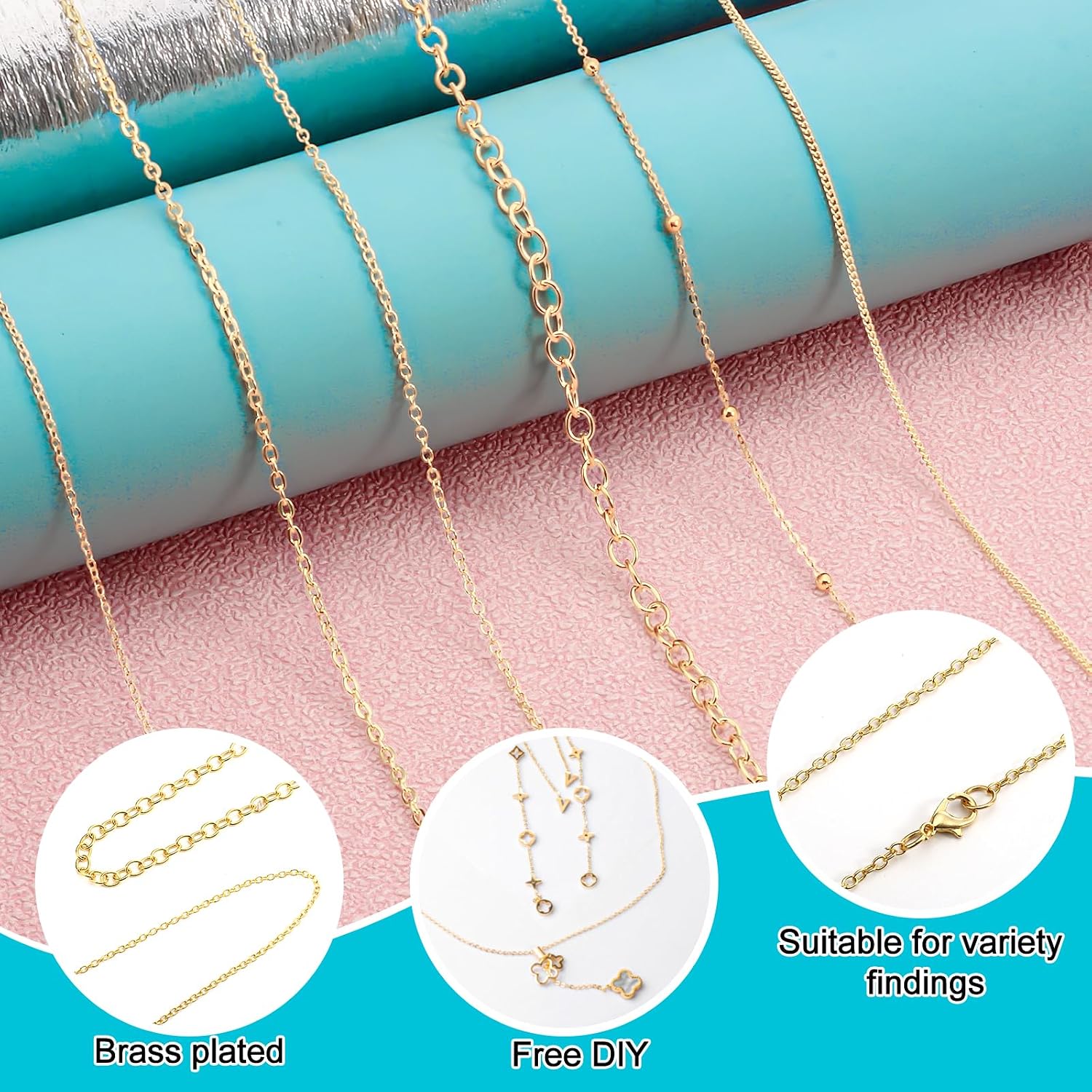 Draupnir 14 m 6 Rolls Gold Link Chain Jewellery Chains for Crafts – Bild 3
