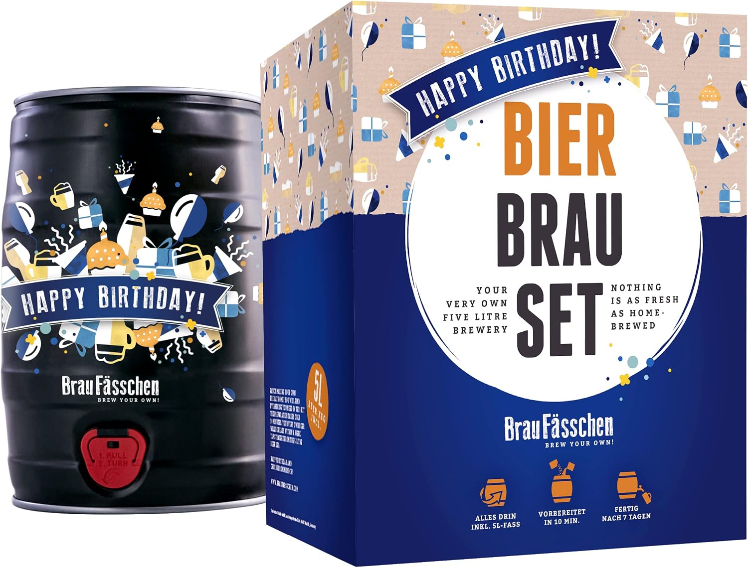 Braufaesschen Beer Brewing Set for Brewing Yourself, Birthday Beer in 5L Barrel, Delicious Beer Brewed in 7 Days, Perfect Men's Gift – Bild 4
