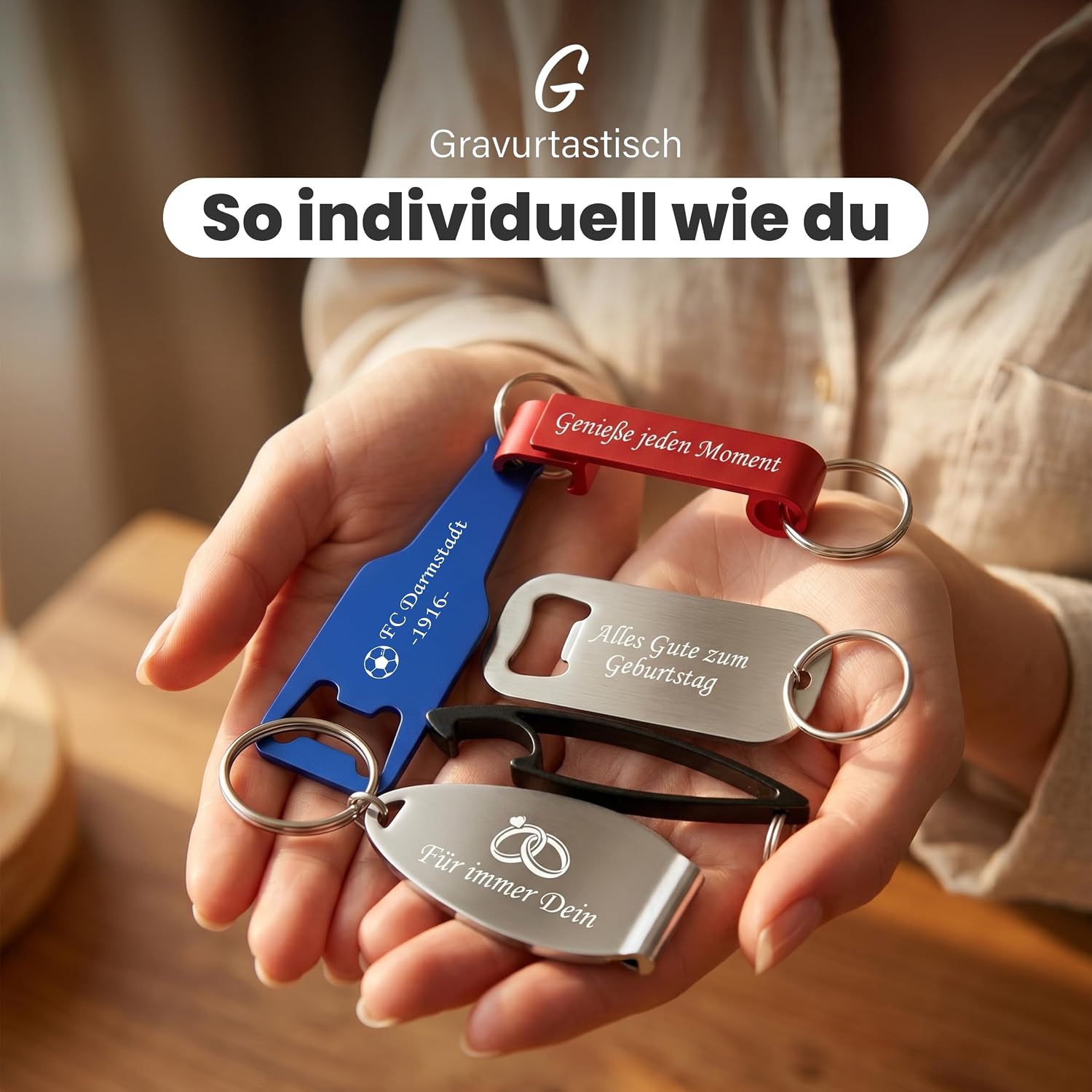 Gravurtastisch Bottle Opener Personalised with Engraving - Beer Opener with Desired Text - Gift for Dad and Men - Father's Day Wedding Guest Gift - Stainless Steel (1, Blue) – Bild 5