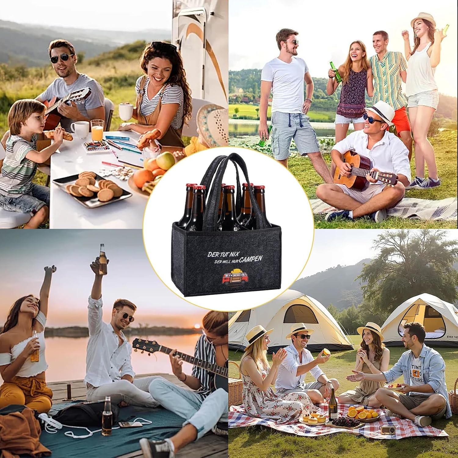 Funny Camping Gifts for Men, Personalised Motorhome Caravan Gift, Men's Handbag Beer, Camping Gadgets, Travel Accessories, with Saying "Der Tut Nix, Der Will NUR CAMPEN – Bild 6