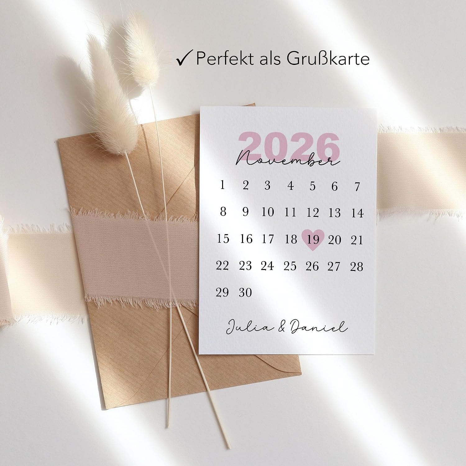 Kiddle-Design Personalised Card for Couples Calendar with Date & Year, Gift for Valentine's Day, Anniversary - Wedding & Getting to Know Day Anniversary Gift - Valentine's Day Card – Bild 3
