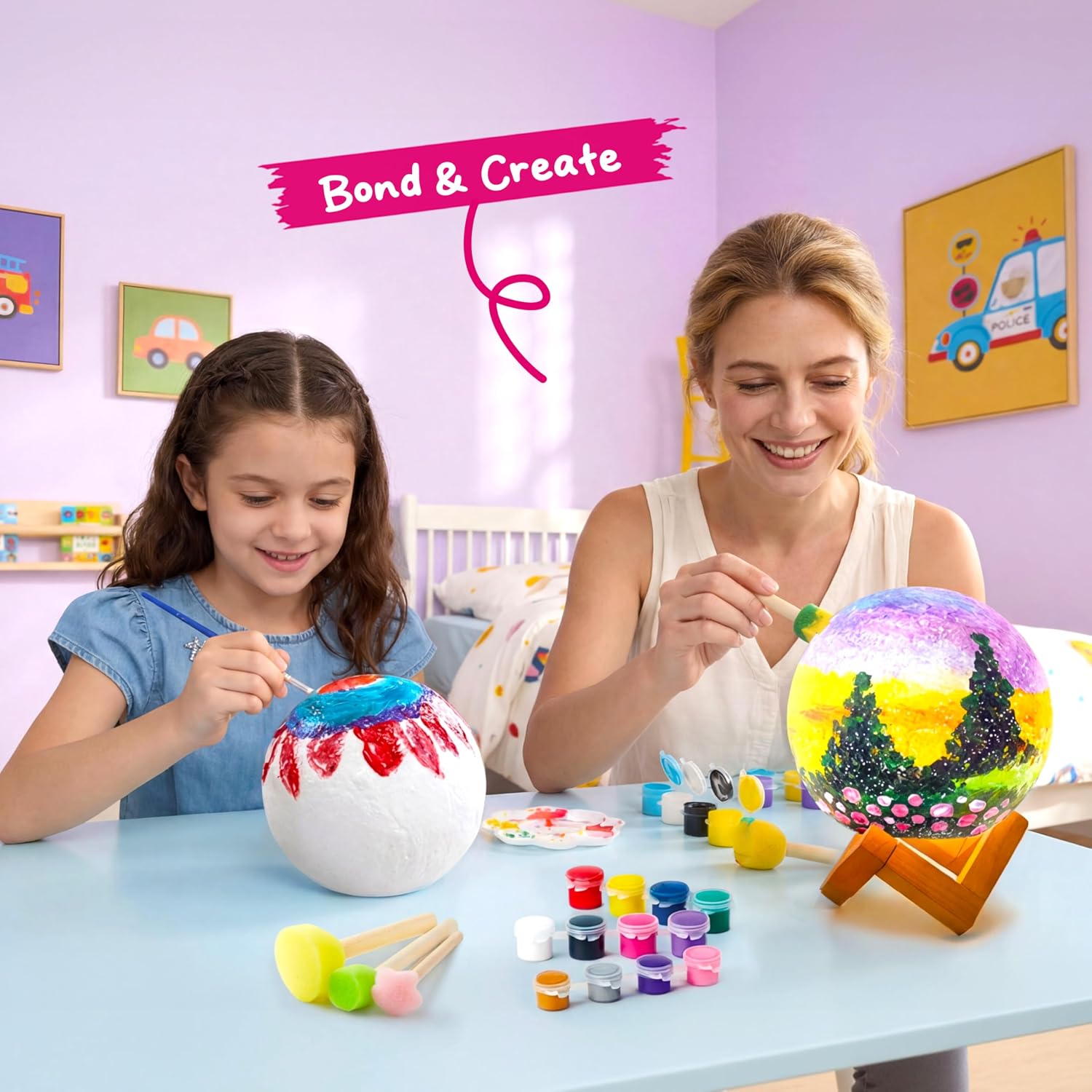 Klever Kits Craft Moon Lamp Painting Set, DIY Moon Lamp Painting Set Creative Set for Children, Craft Set Children from 6 7 8 9 10 11 12 Years, Gifts for Girls 6-12 Years, 3D Painting Night Light – Bild 7