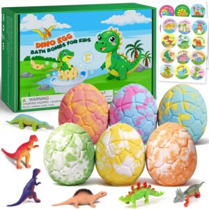 Bath Bombs Children with Surprise Dinosaur Toy Inside, 6 Bath Bombs for Advent Calendar Filling Children, Christmas Gifts, Birthday Gift for Boys and Girls 4 5 6 7 8 Years