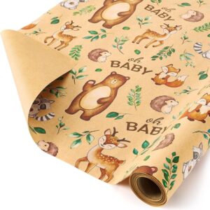 WERNNSAI 1 Roll Kraft Paper Forest Animals 10 m x 43 cm Baby Boy Girl