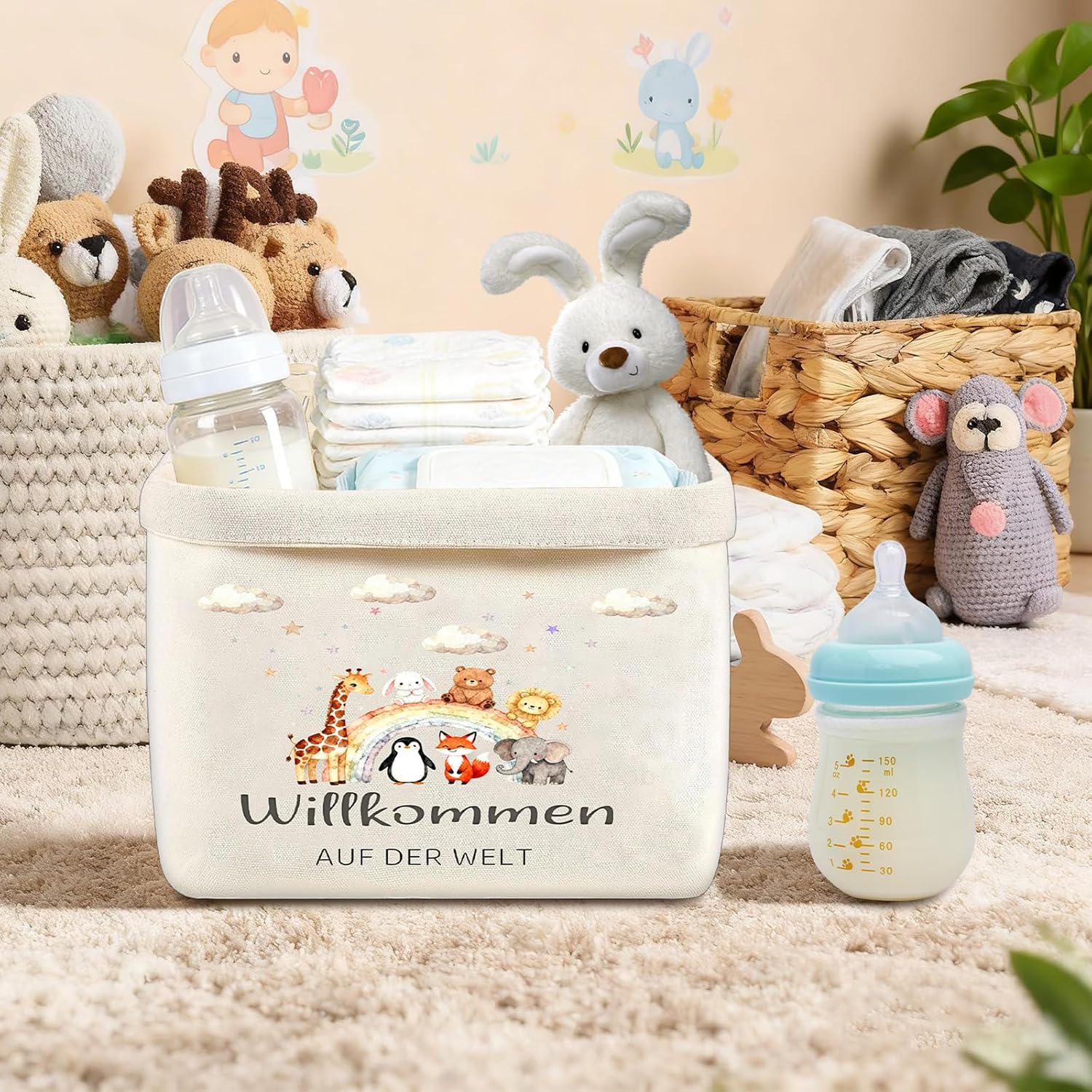 Changing Table Organiser Basket, Baby Gifts Nappy Bag, Baby Gifts for Birth Boy and Girl, Newborn Gift Storage Basket, Baby Shower Gift, Christening Gift, Nappy Cakes – Bild 5