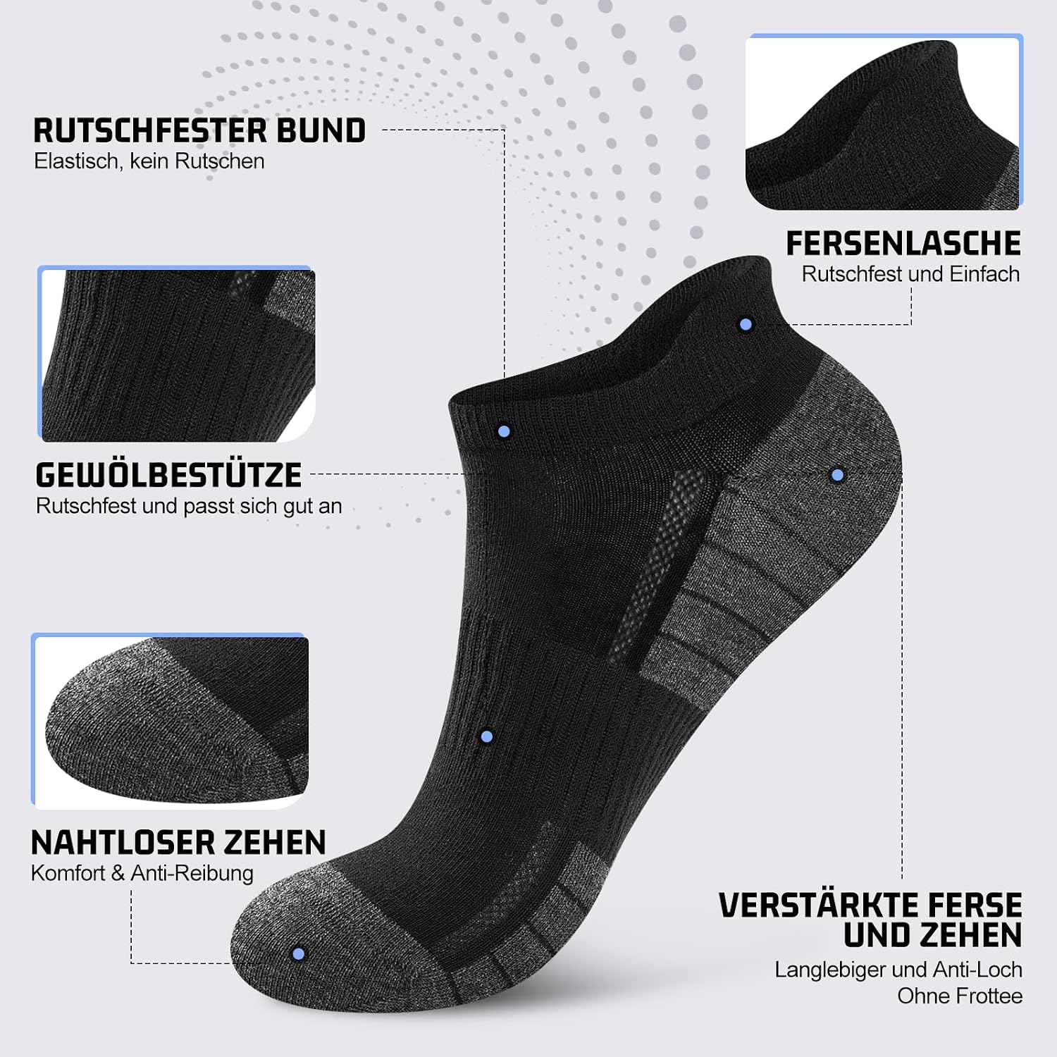Sneaker Socks Men Women 10/20 Pairs - Breathable Sports Socks – Bild 4