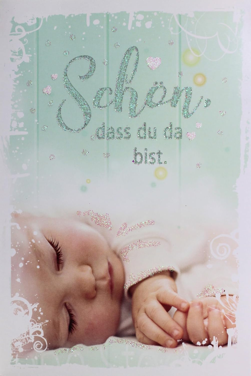 Kurt Eulzer Pop Up Card Birth Baby Greeting Card 3D Folding Card with Glitter Effect Envelope High-Quality Greeting Card for Boys Girls Parents Baby Happiness Gift Idea for Birth
