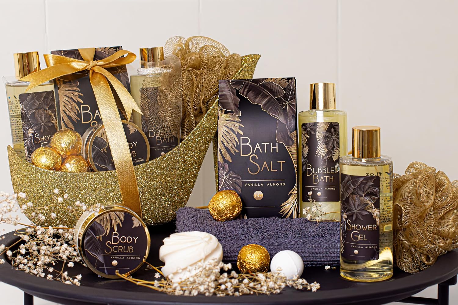 Accentra Luxury Bath Set in Glitter Pump in Gold with Vanilla Almond – Bild 10