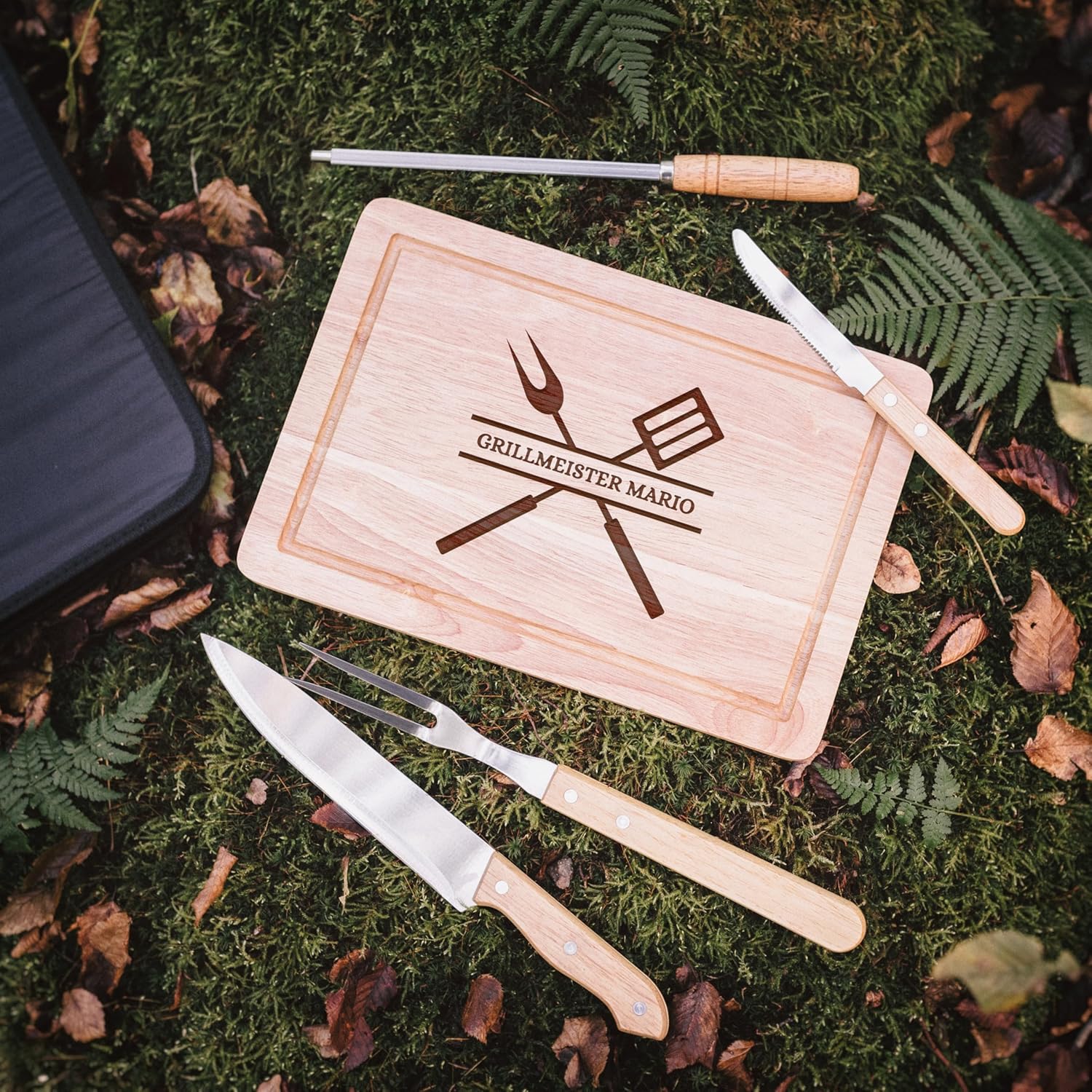 Adventernah Barbecue Cutlery Set, Personalised Barbecue Set, Chopping Board – Bild 2