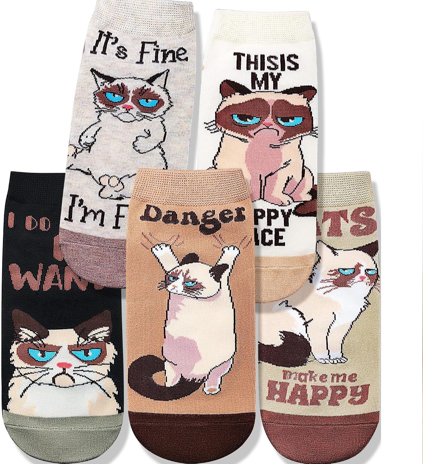 Lustige Katzen Socken Damen - Süße Sneakersocken Geschenk Katzenliebhaber
