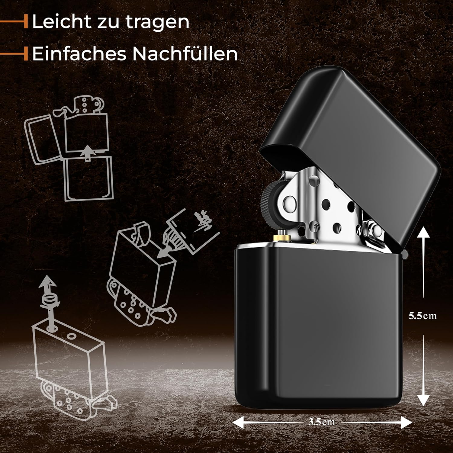 Personalised Lighter with Photo - Personalised Gift for Men - Engraved Lighter in Black/White – Bild 6