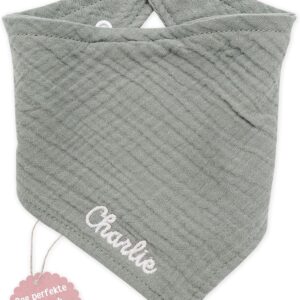 wunderwunsch Baby Neckerchief, Baby Gift, Birth Gift, Triangular Scarf Children, Christening Gift Personalised with Your Desired Name in 8 Cute Designs
