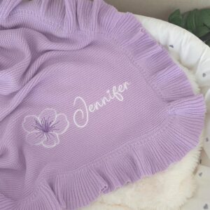 Baby Blanket Embroidered with Name 100 x 80 cm 100% Cotton