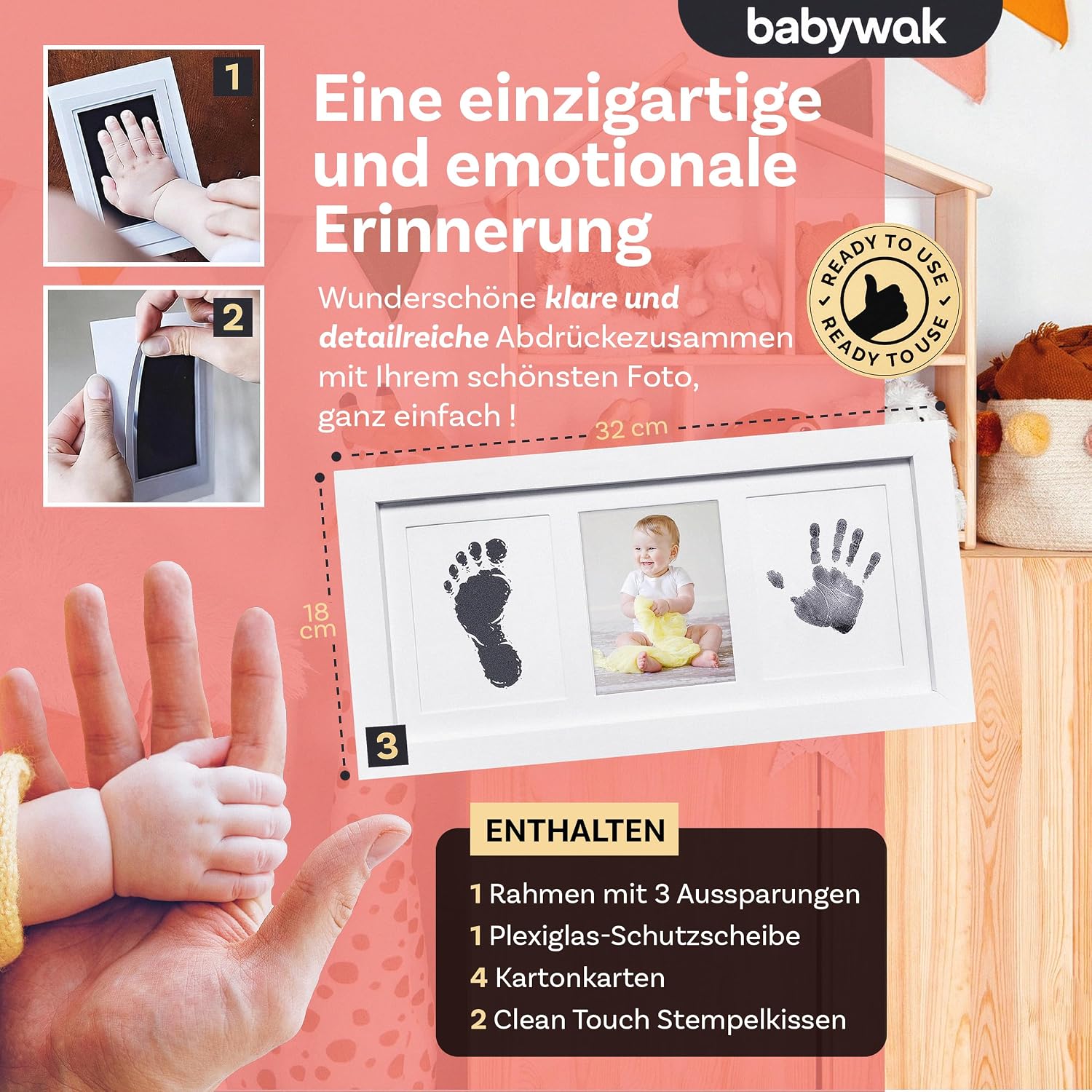 Baby Footprint & Handprint Set - Ink Pad Newborn | Imprint Set Baby | Paw Print Set Dog & Cat | Baby Gifts for Birth Girl Boy – Bild 3