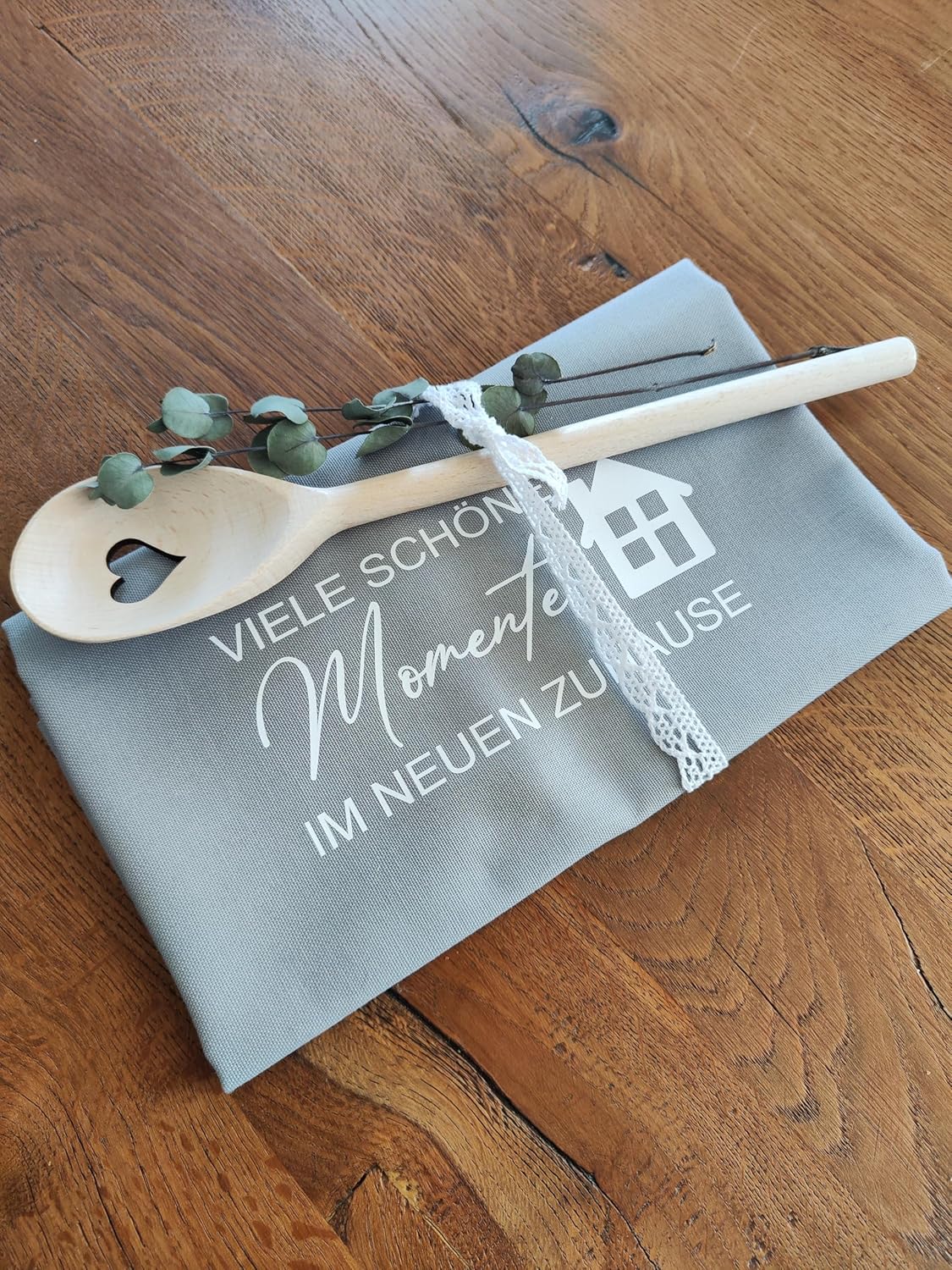 Housewarming Gift Set - Tea Towel, Cooking Spoon & Card I Housewarming Gift Home I Housewarming Gift I Topping Out Party – Bild 3