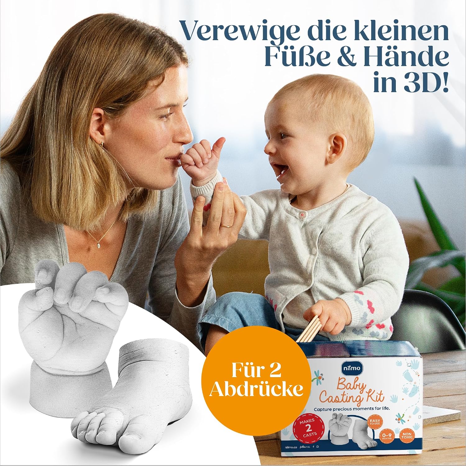 Niimo® 3D Plaster Cast Baby Hand and Foot - Non-Toxic Baby Shower Gift – Bild 2