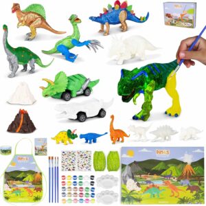 BONNYCO Dinosaur Toy Painting Set 16 Figures Dino Craft Set Kids Toy They Glow in the Dark Dinosaur Crafts Gifts for Children 3 4 5 6 7 8 9 10 Years Birthday, Christmas
