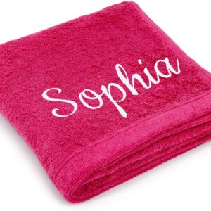 Premium Hand Towel Embroidered with Name or Desired Text 50 x 100 cm Pink