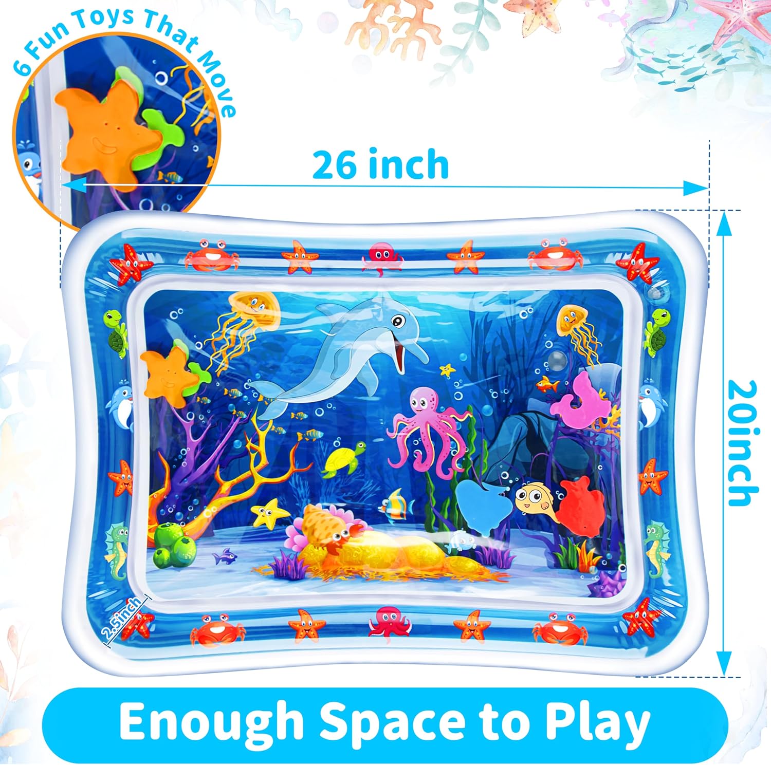 Yeeeasy Tummy Time Water Mat, Water Play Mat for Babies, Cute Baby Toy, Inflatable Tummy Time, Water Play Mat for Infants and Toddlers, 3-12 Months, Promotes Development – Bild 6