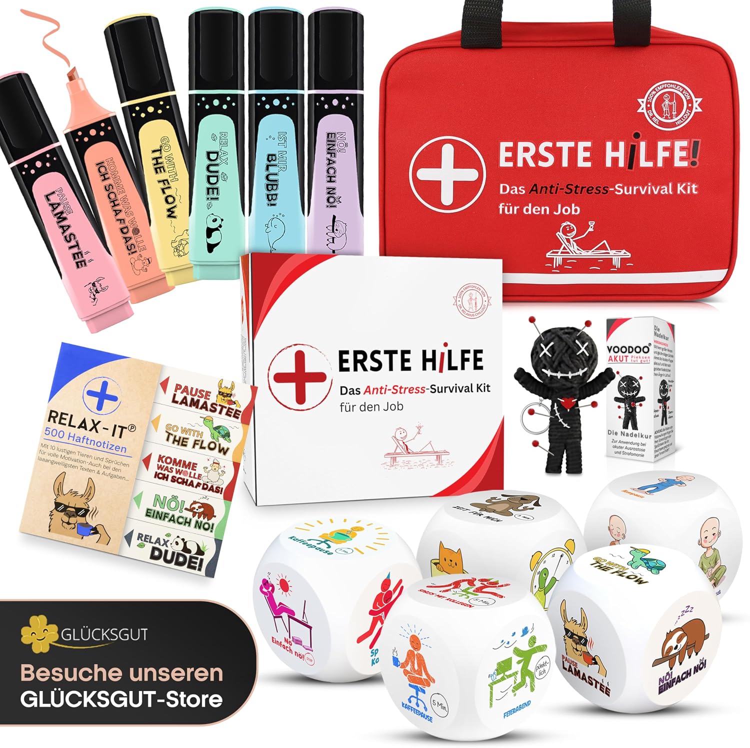 GLÜCKSGUT® 6 x Funny Highlighters Pastel – Bild 7
