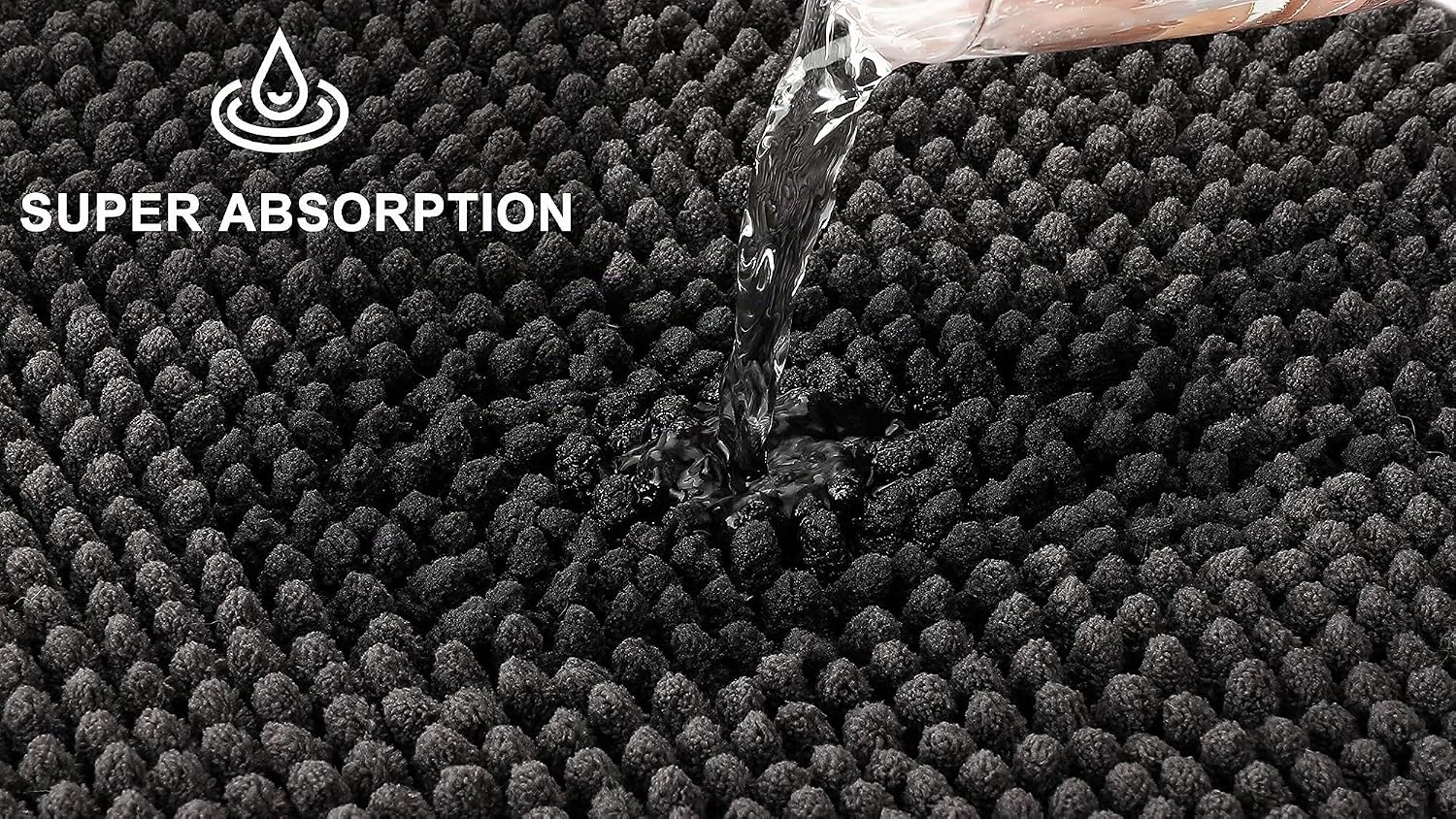fluffy Pedestal Mat for Wall-Mounted Toilet with Non-Slip Backing (50 x 50 cm, Anthracite) – Bild 6
