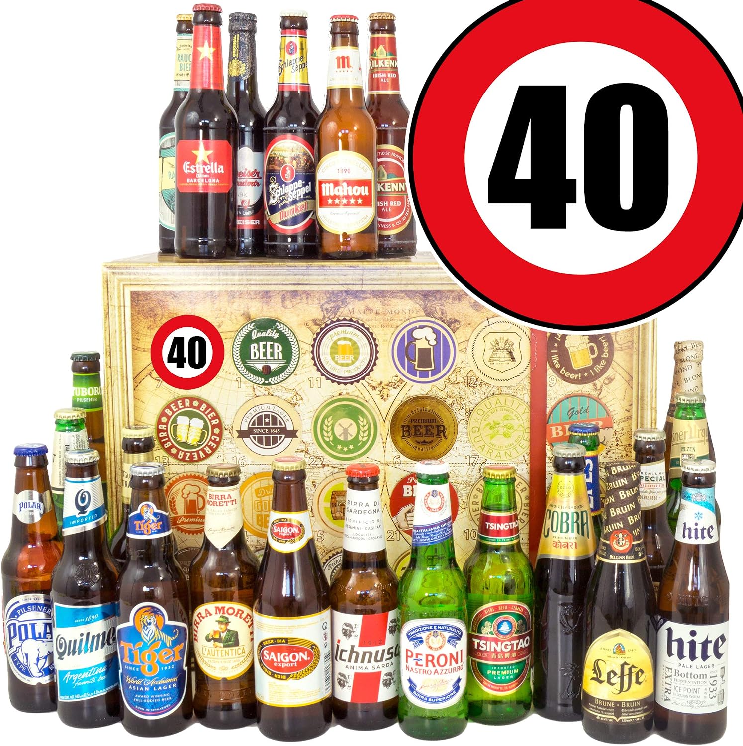Gift for Men for the 40th - Beer Box - 24 Beers of the World - Beer Advent Calendar 2024 2025 Men