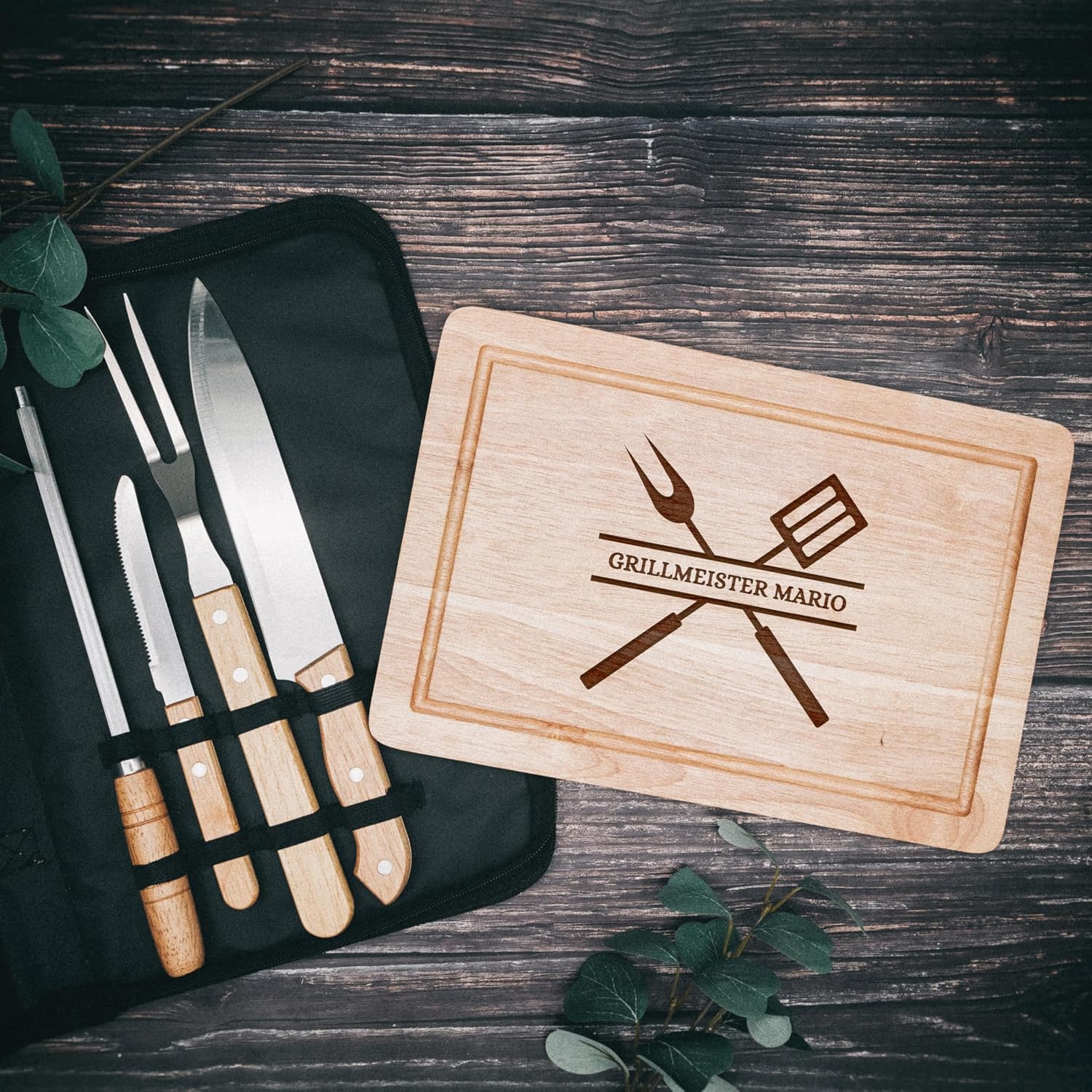 Adventernah Barbecue Cutlery Set, Personalised Barbecue Set, Chopping Board – Bild 4