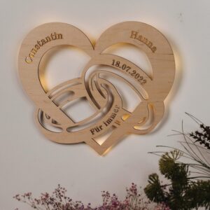 LAUBLUST LED Wall Light Bride and Groom - Personalised Love Gift for Engagement, Wedding, Anniversary, Valentine's Day
